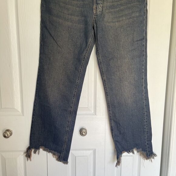 New Free People Jeans Womens 27 Blue Denim Maggie Mid Rise Straight We The Free - Picture 12 of 16